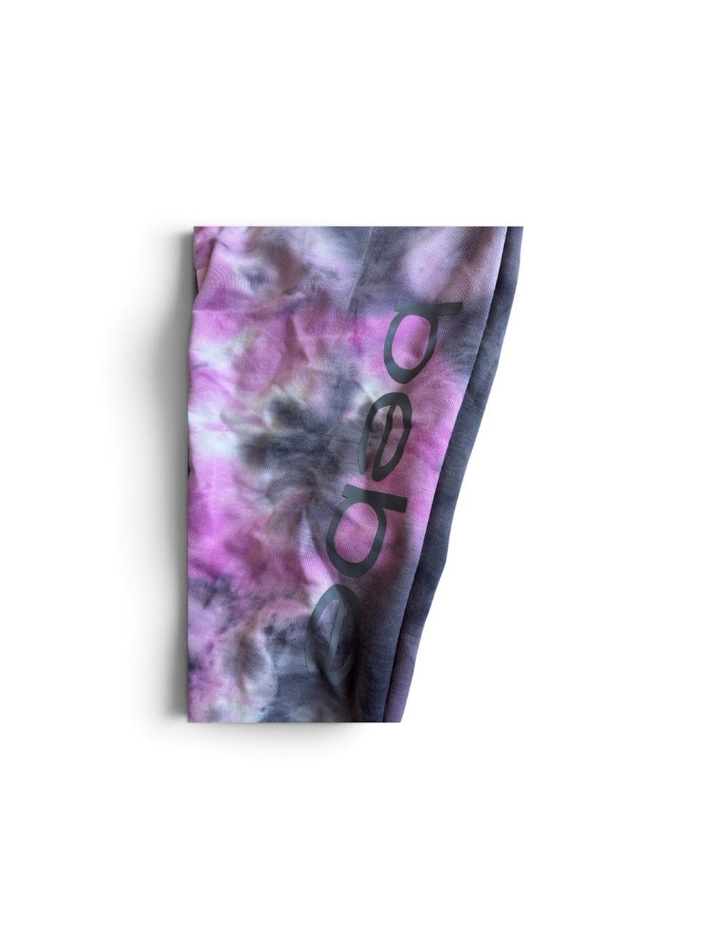 bebe Purple and Gray Tie-Dye Joggers with Side Logo